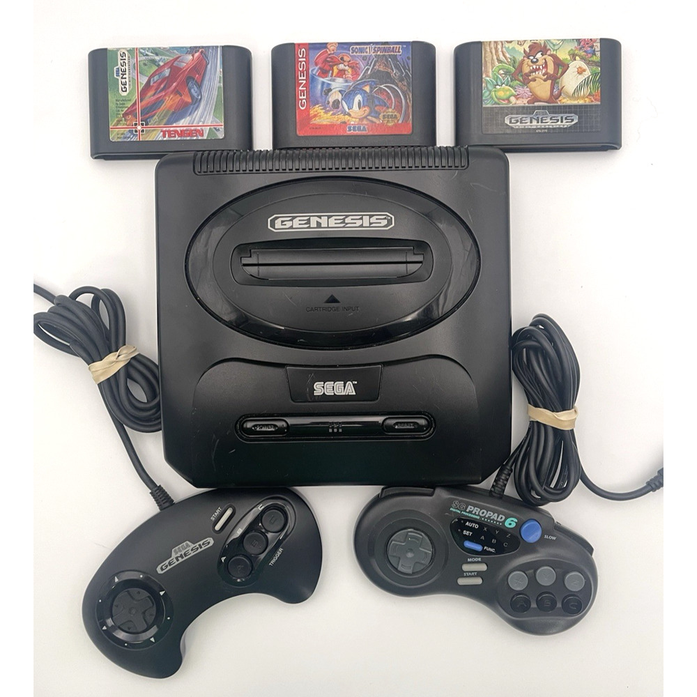 Sega Genesis Model 2 MK-1631 Console System 2 Controller 3 Game & Cables Bundle